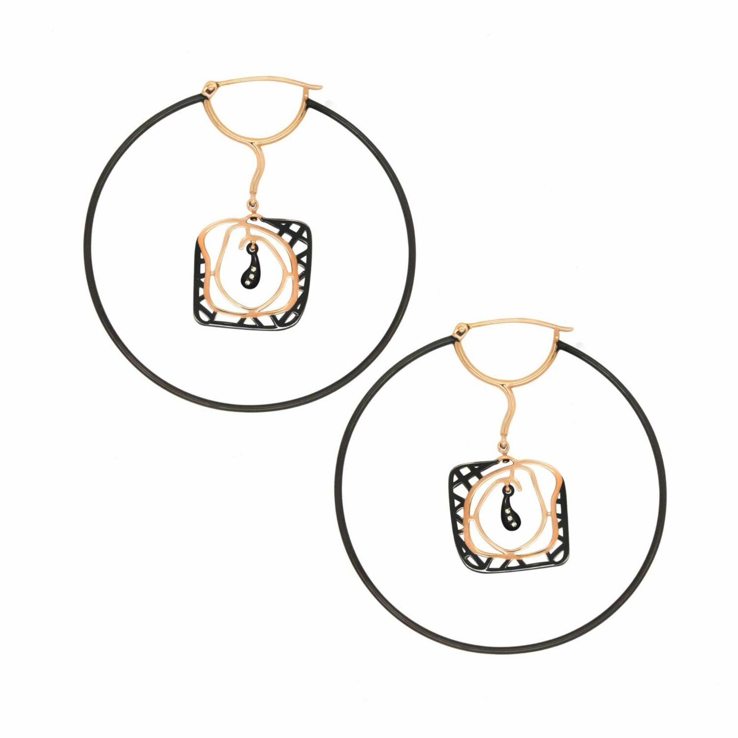 Labyrinthe de l'ame boucles d'oreilles or noir