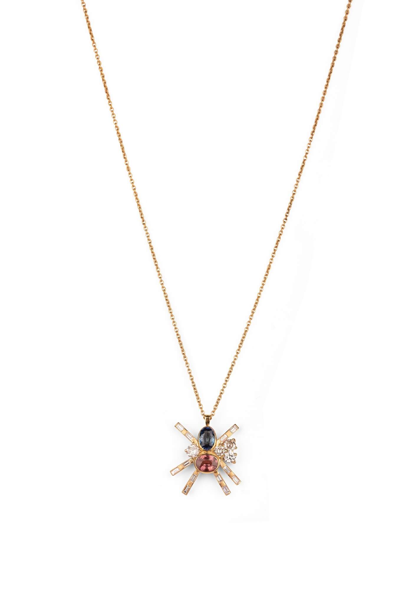 imprevu pendentif or jaune et saphirs