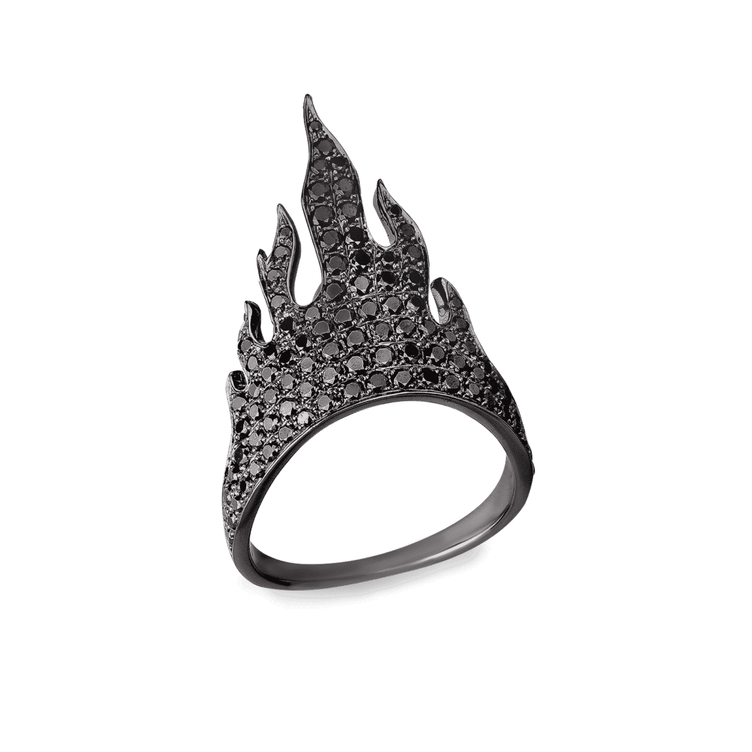 Flamme bague or noirs diamant noir
