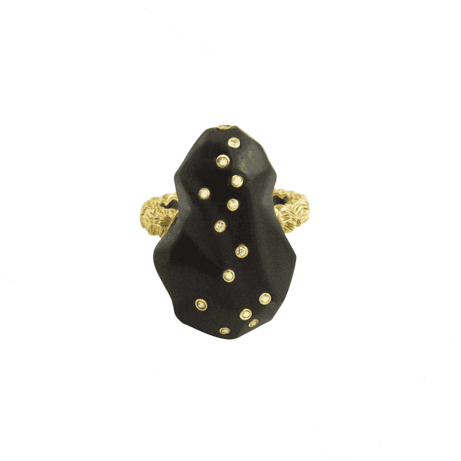 Terre bague or jaune onyx
