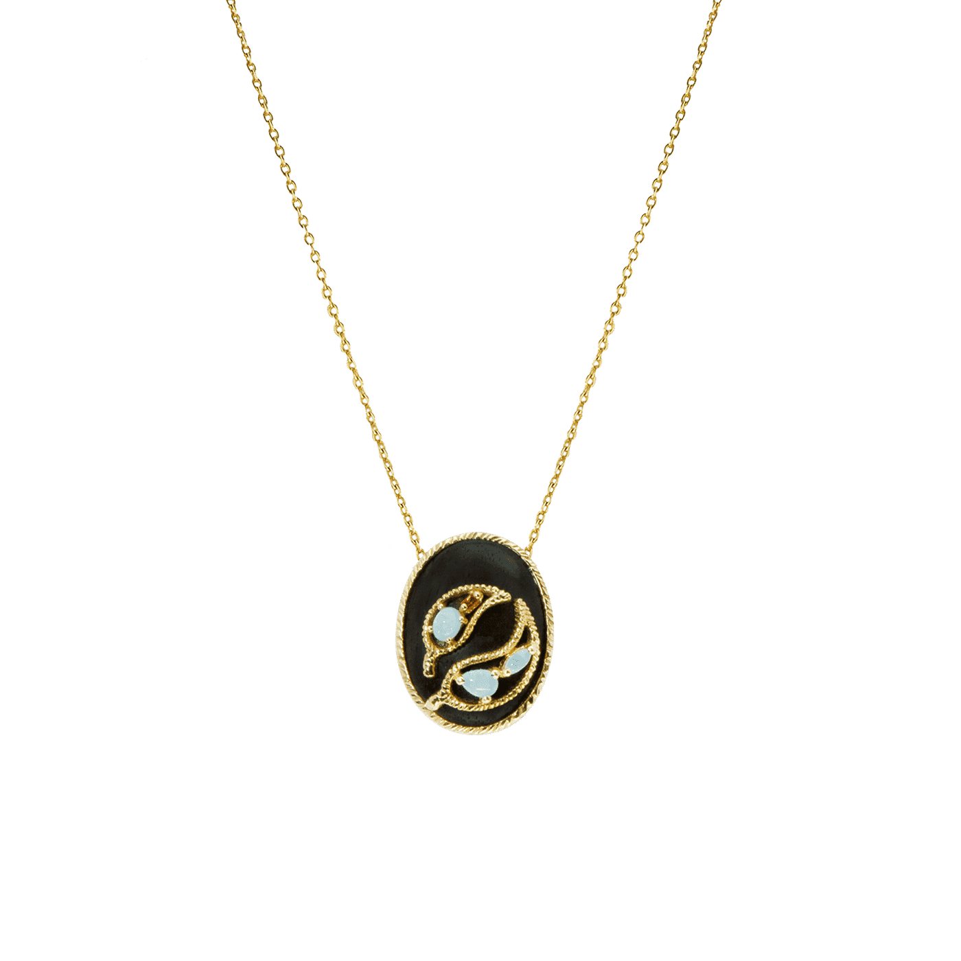 Ebene collier or jaune opale