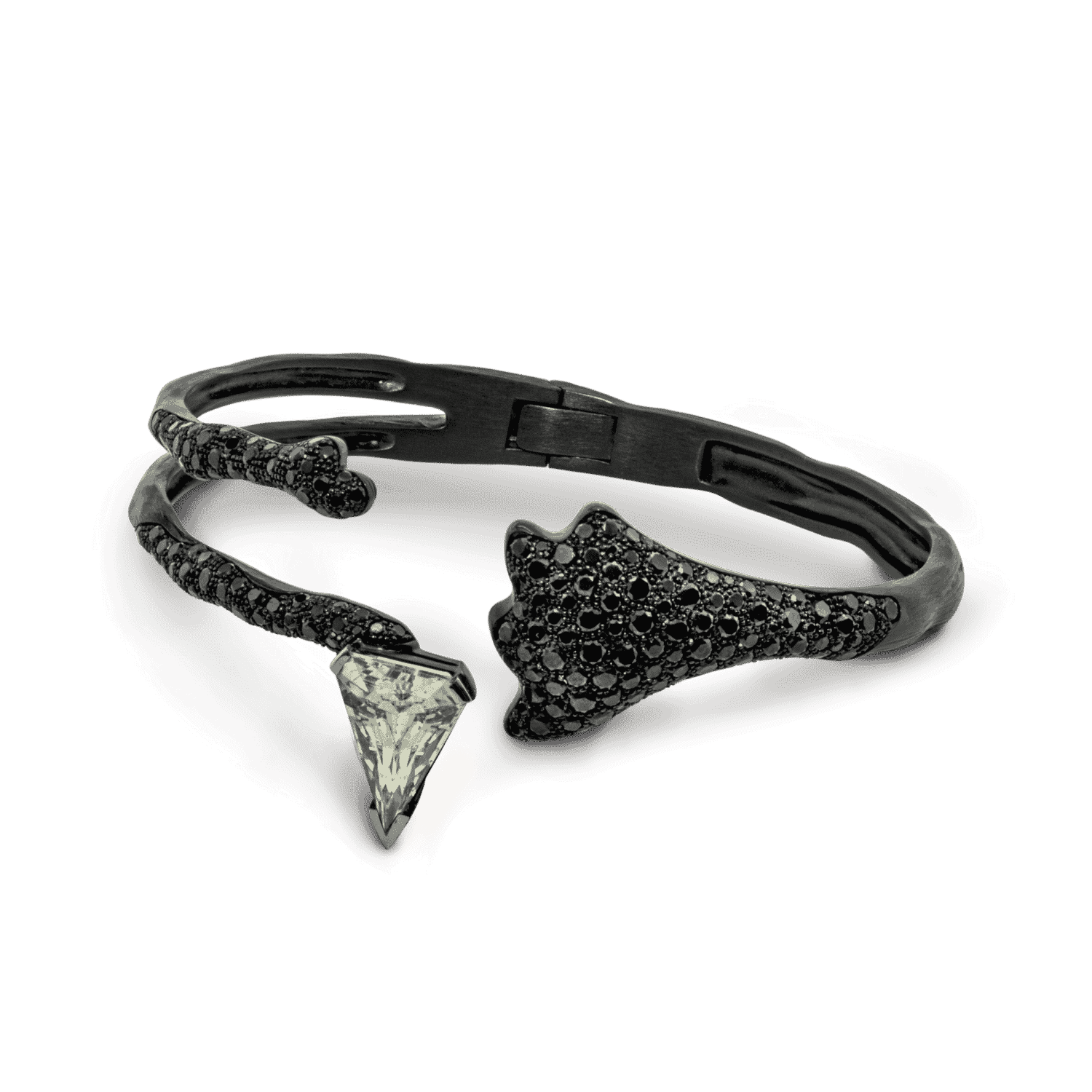 Missible bracelet or noir et saphir blanc