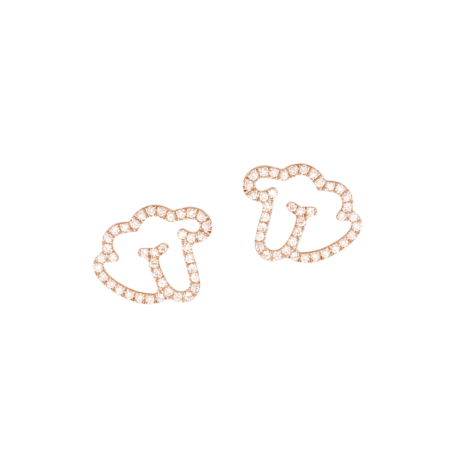 Empreinte boucle d'oreilles or rose diamants