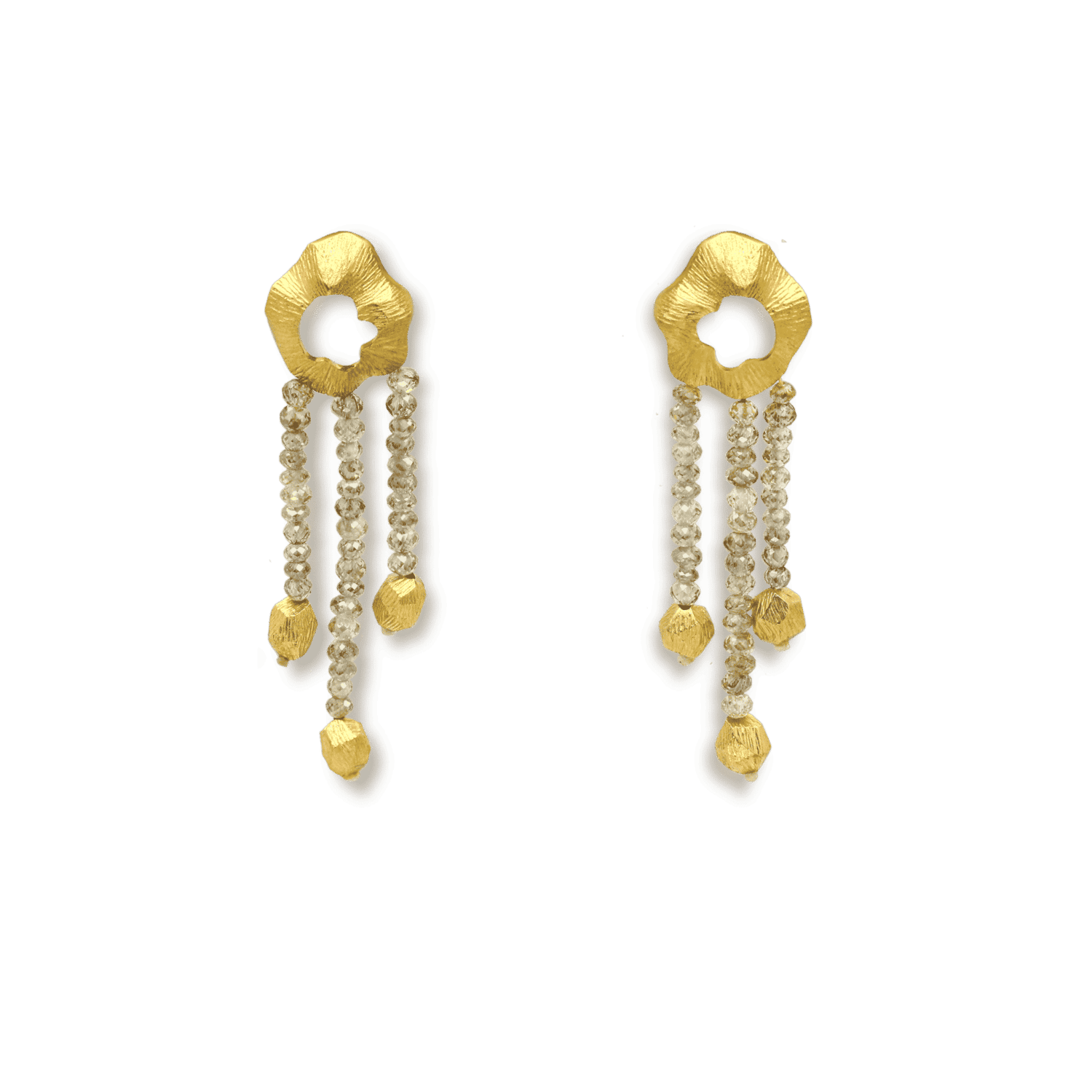 Terre boucles d'oreilles or jaune et briollets