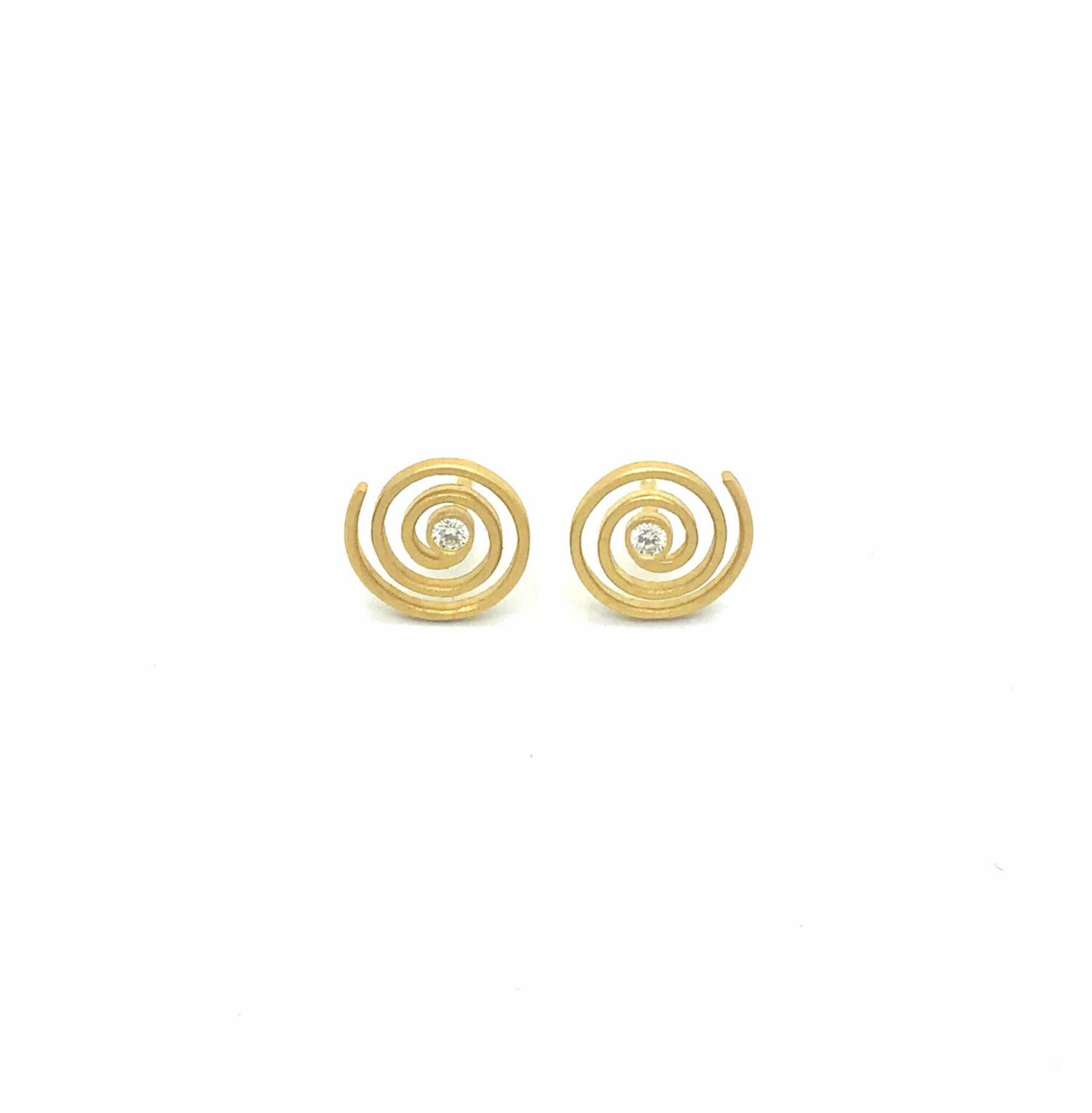 Spirale boucle d'oreilles puce or diamant