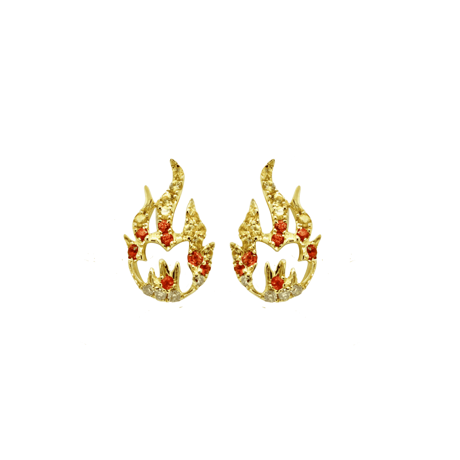 Flamme boucle d oreille or jaune saphir