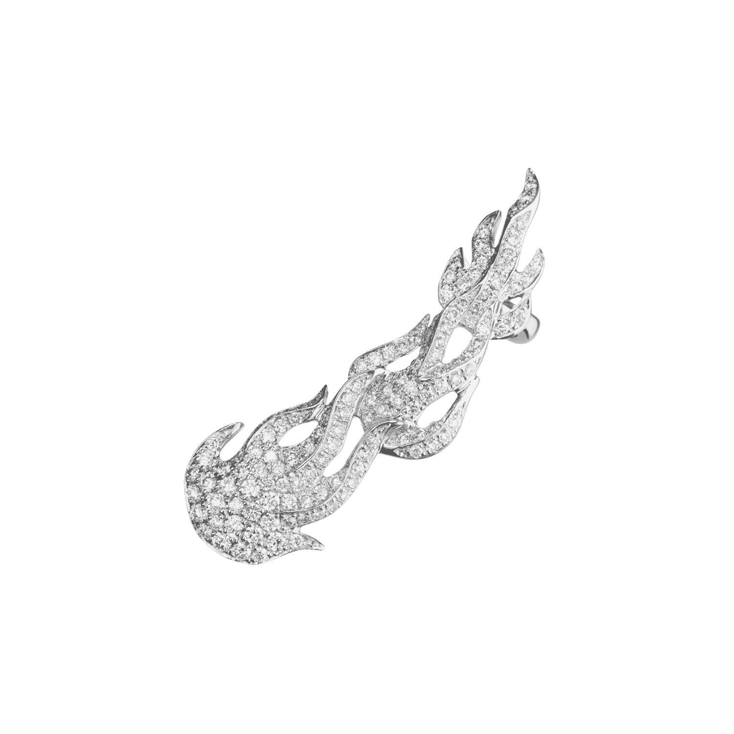 Flamme boucle d'oreille or blanc diamant