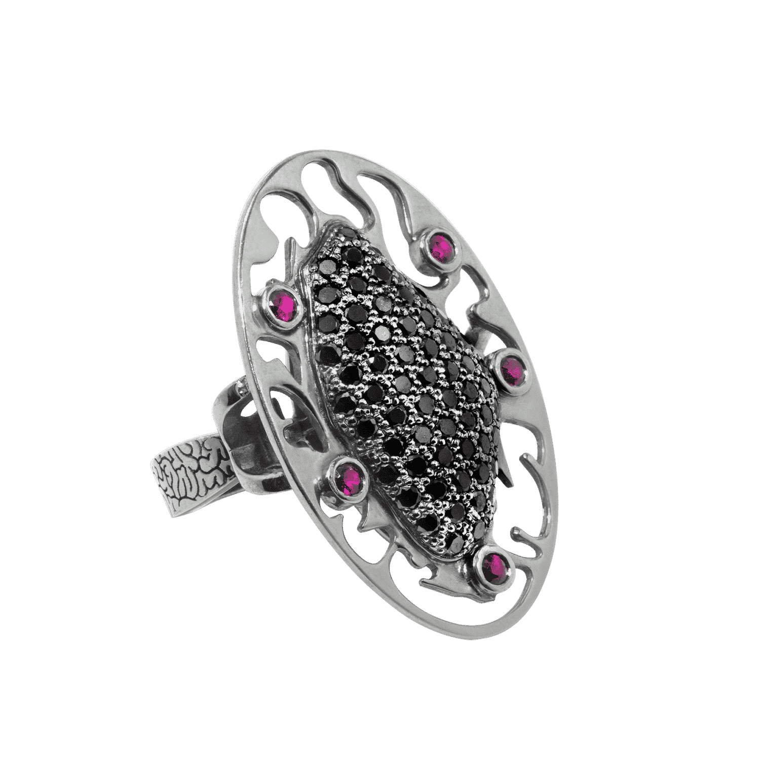 Empreinte bague or blanc diamant noir