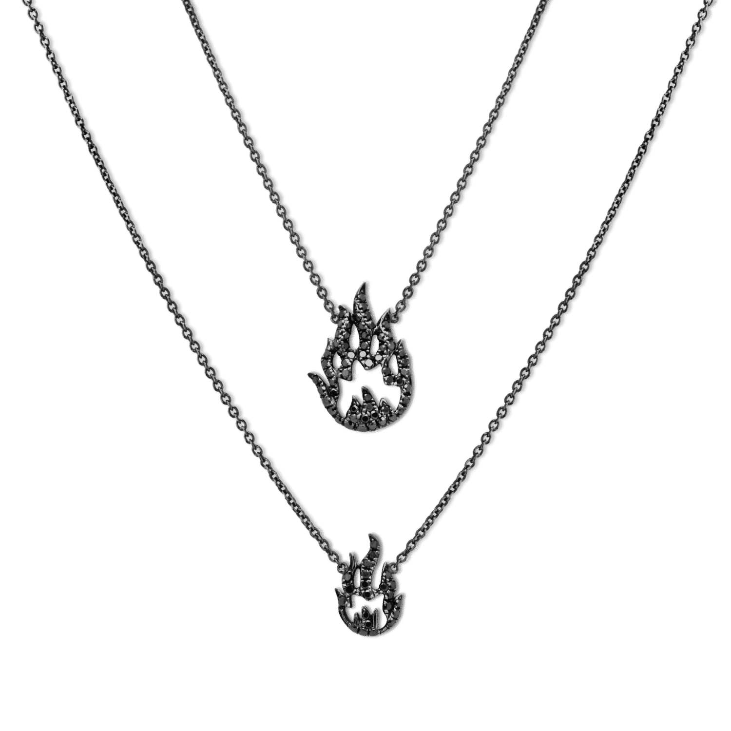 Flamme collier or noir diamants noirs