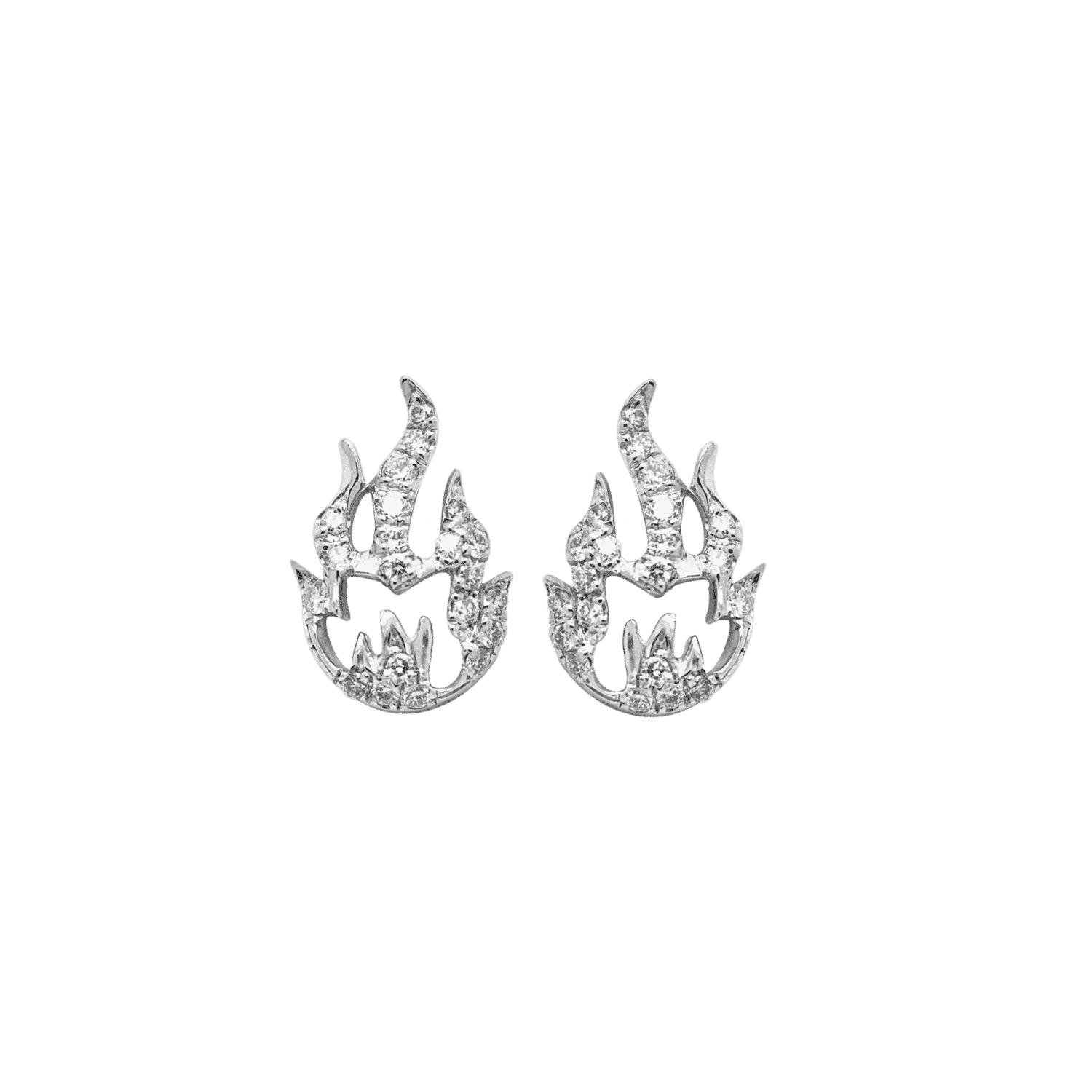 Flamme boucle d'oreille or blanc diamant
