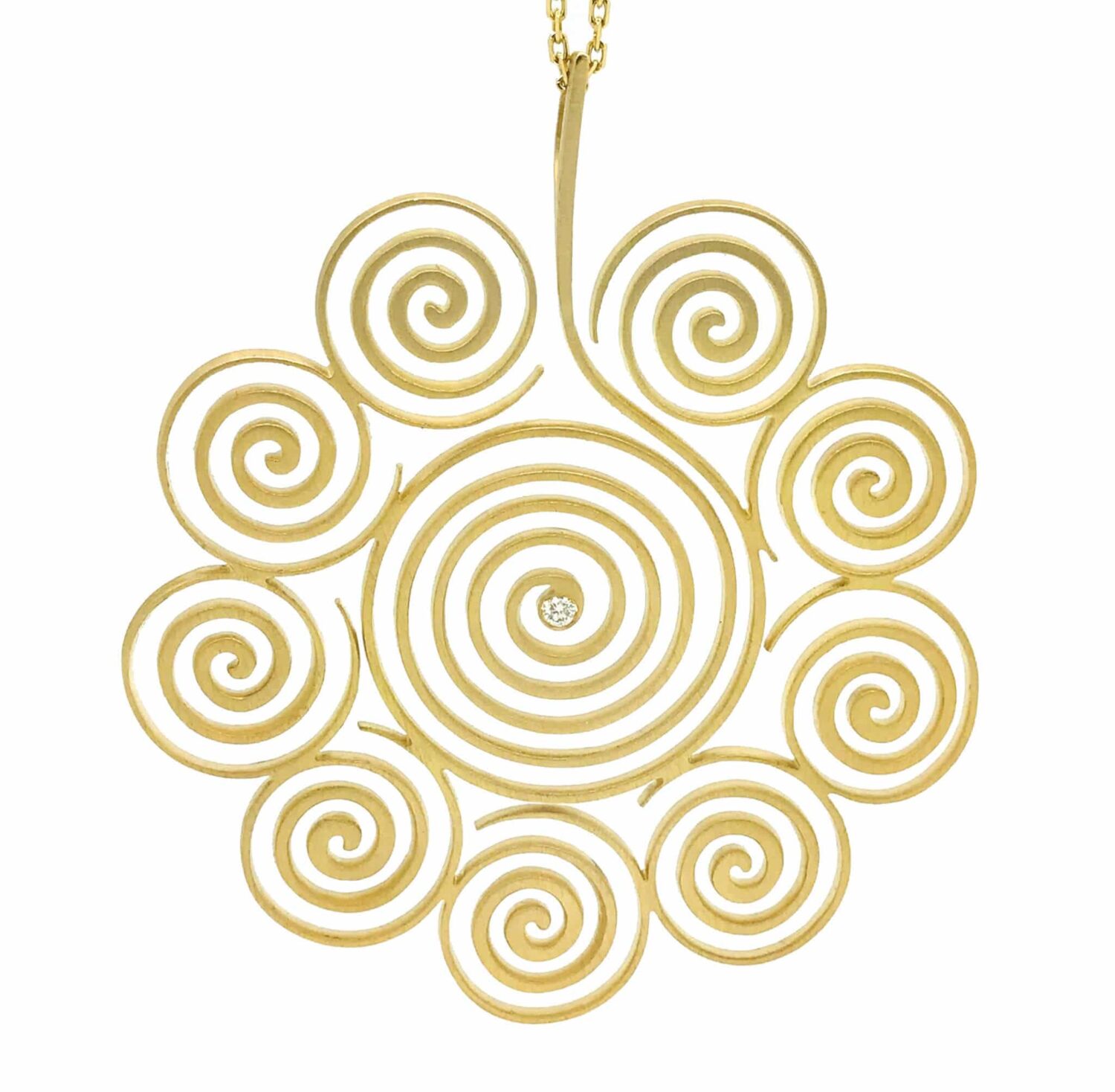 Spirale collier or jaune sable diamant