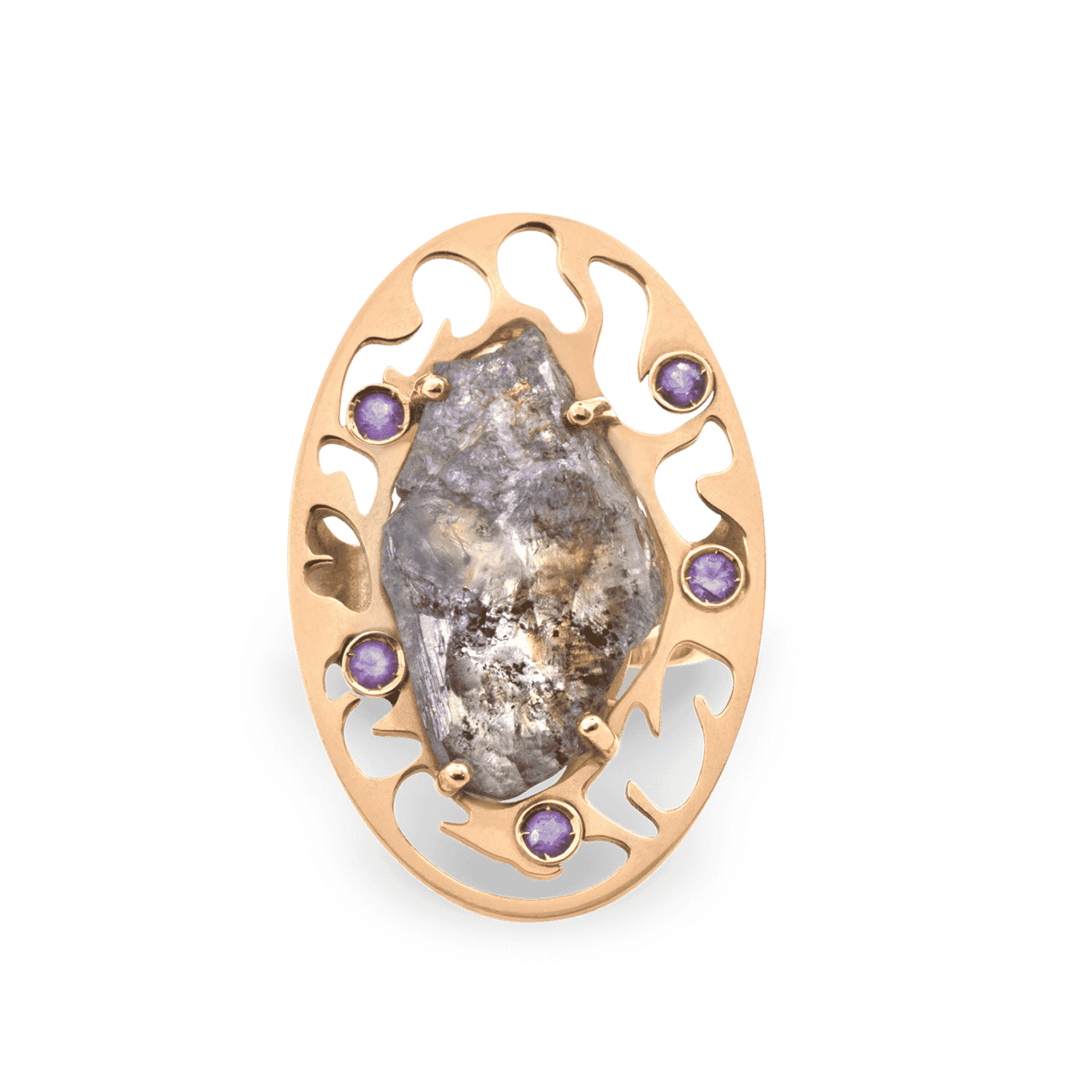 Empreinte bague or rose diamant brut