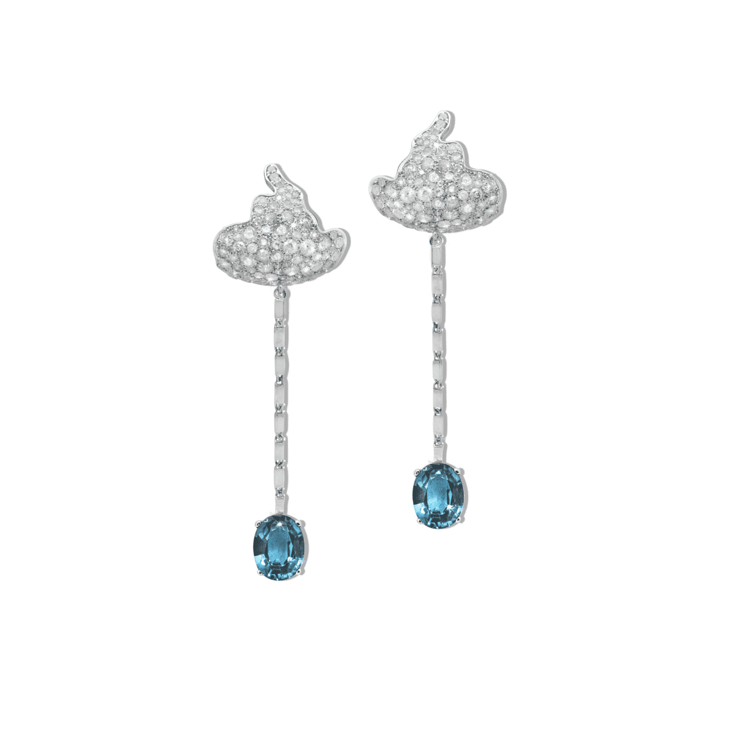 Missible boucle d'oreilles or blanc et saphir bleu