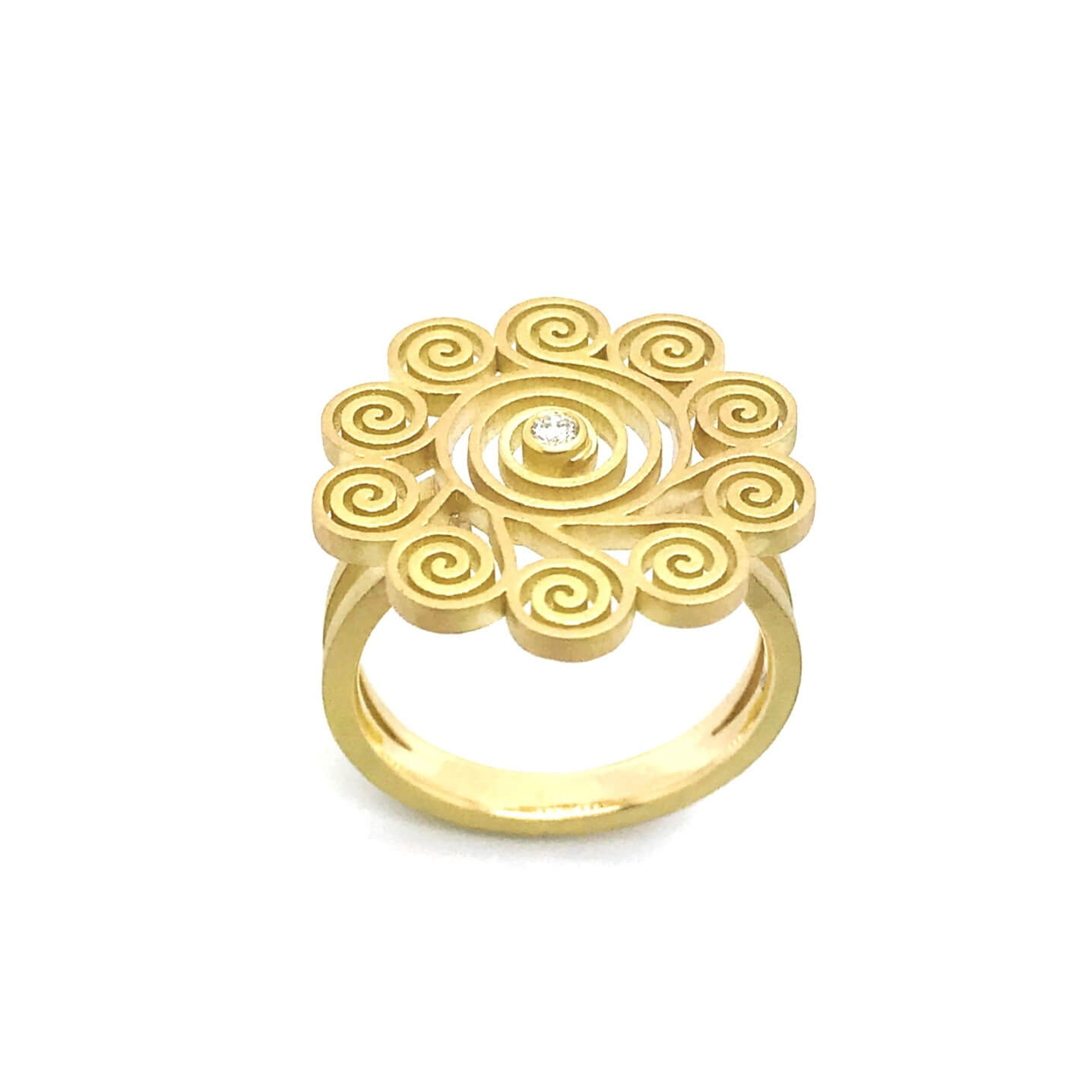 Spirale bague marguerite or et diamant