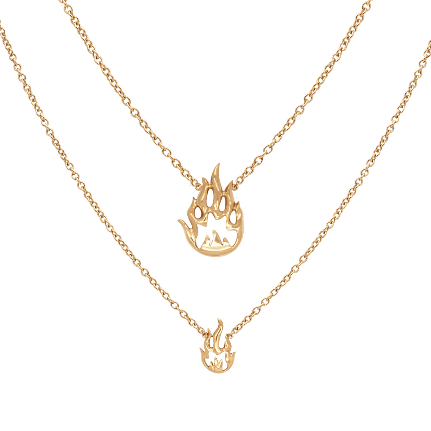 Flamme collier double or rose