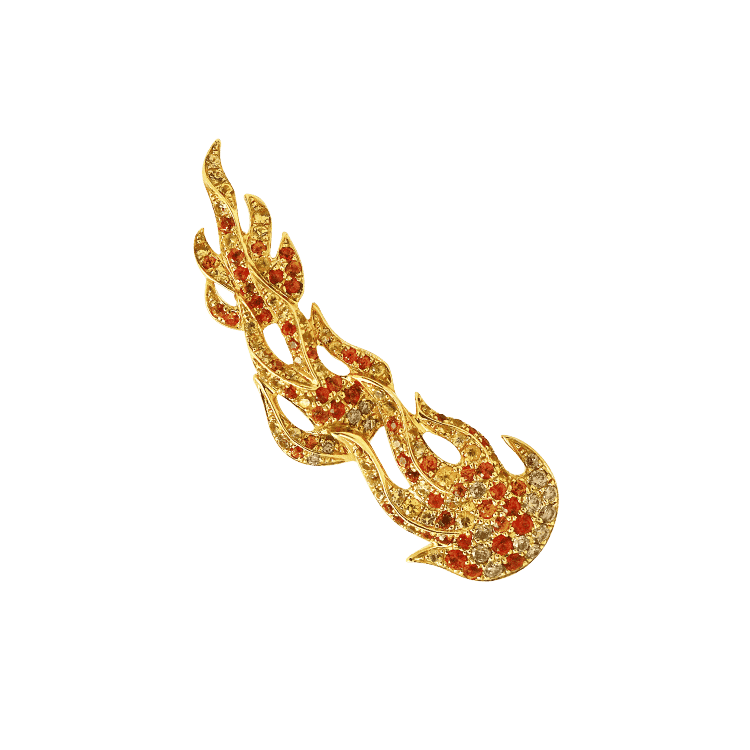 Flamme boucle d'oreille or jaune saphirs