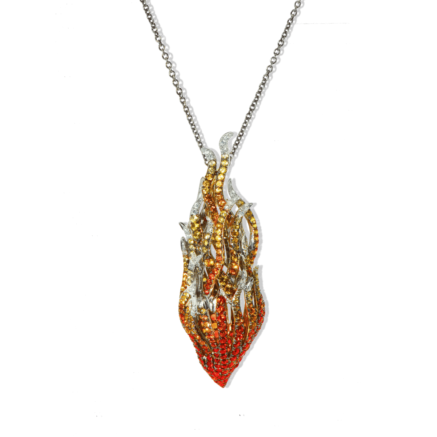 Flamme collier or jaune saphir