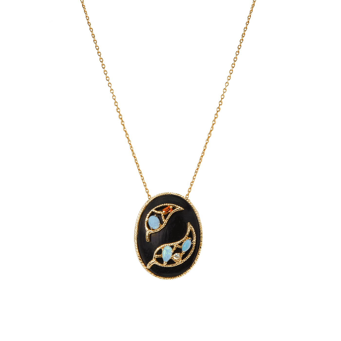 Ebene collier or jaune opale