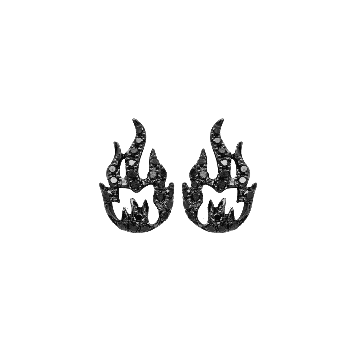 Flamme boucle d oreille or noir diamant noir