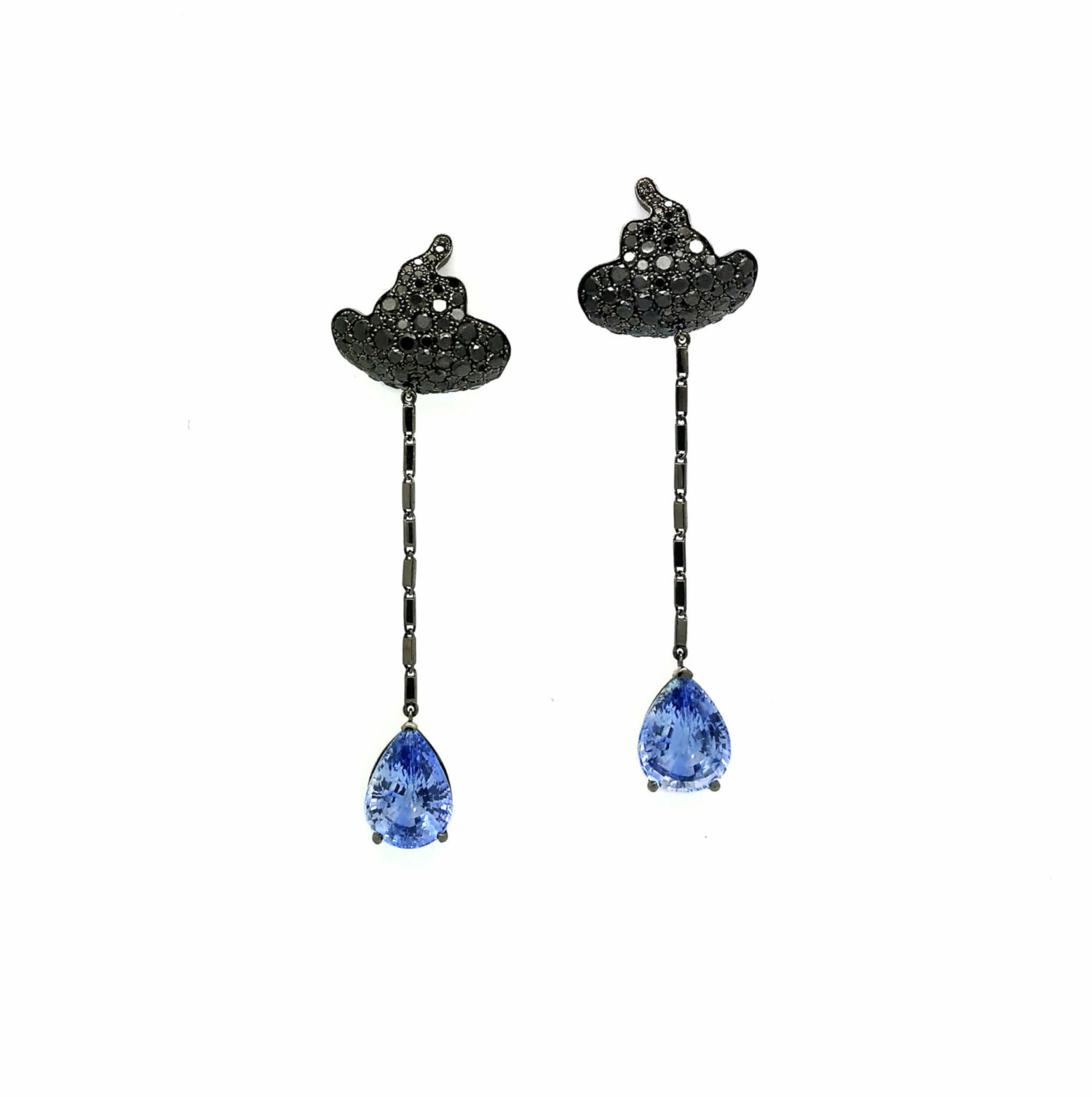 missible boucle d'oreille or noir saphir bleu