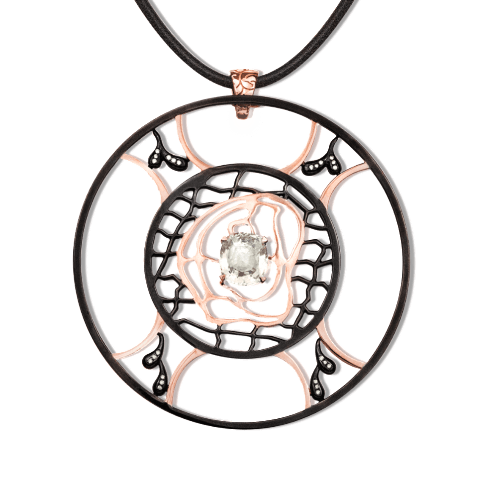 Labyrinthe de l’Âme" pendentif en or sertie d'un saphir bleu