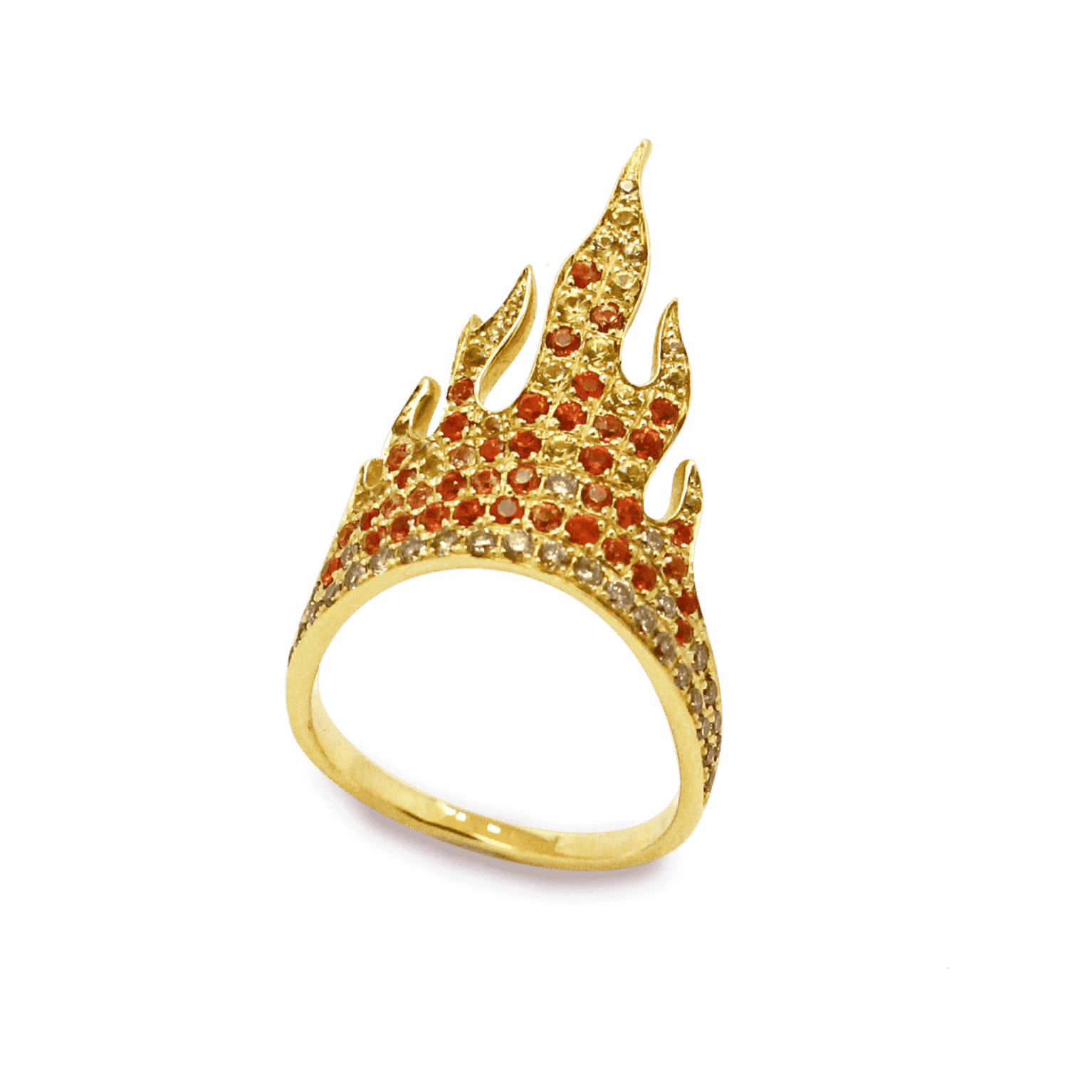 Flamme bague or jaune saphir
