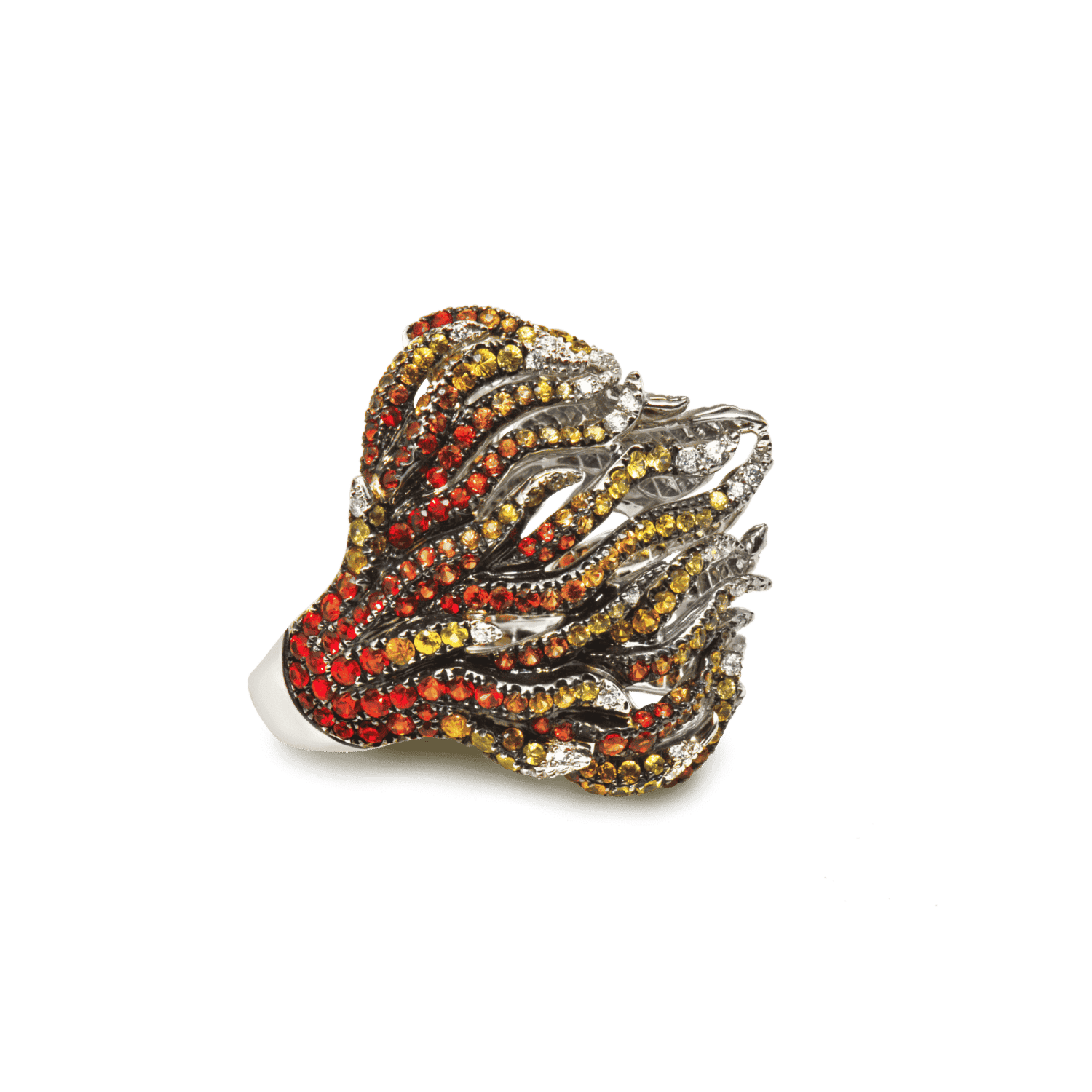 Flamme bague or et saphirs