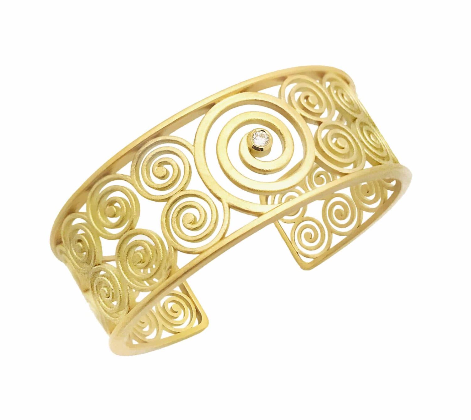 Spirale Manchette or jaune sable diamant