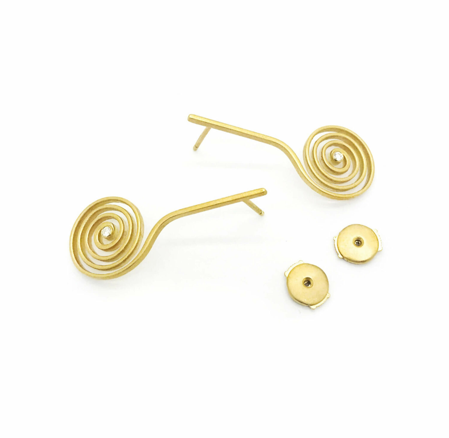 Spirale boucle d'oreilles or diamant